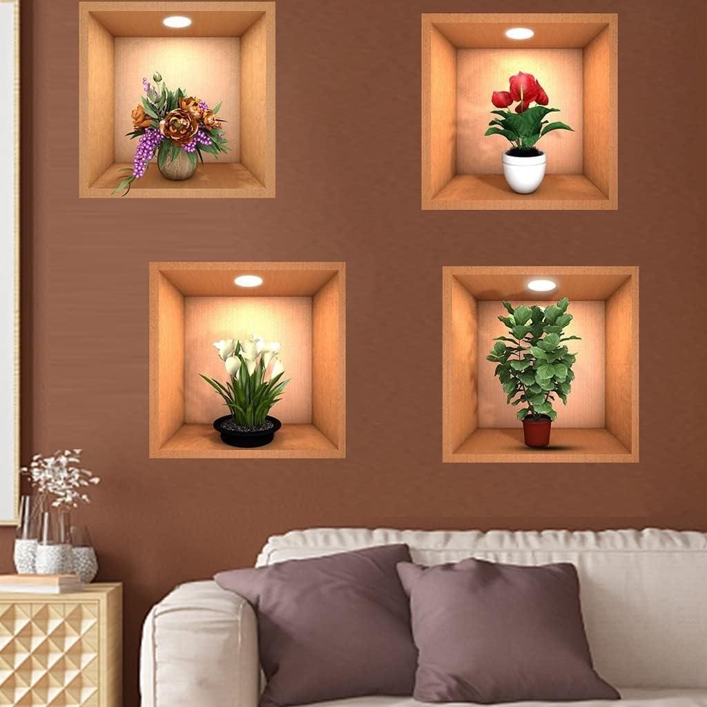 3D Vase Wall Sticker (Set of 4)